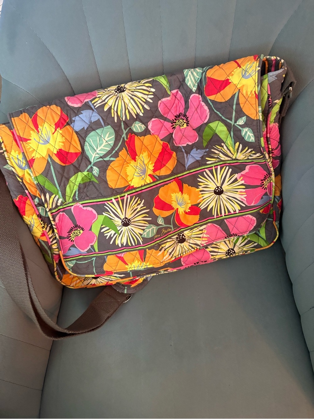 Floral Quilted Messenger Bag - Multicolor